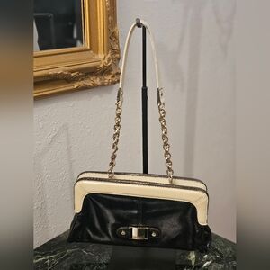 B. Makowsky Black and Cream Shoulder Bag